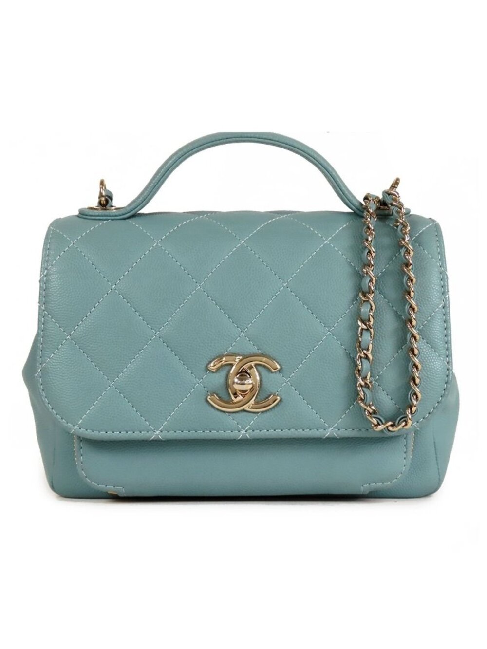 Chanel Affinity Small Pale Blue Gold Caviar Leather 2-Way Shoulder Bag